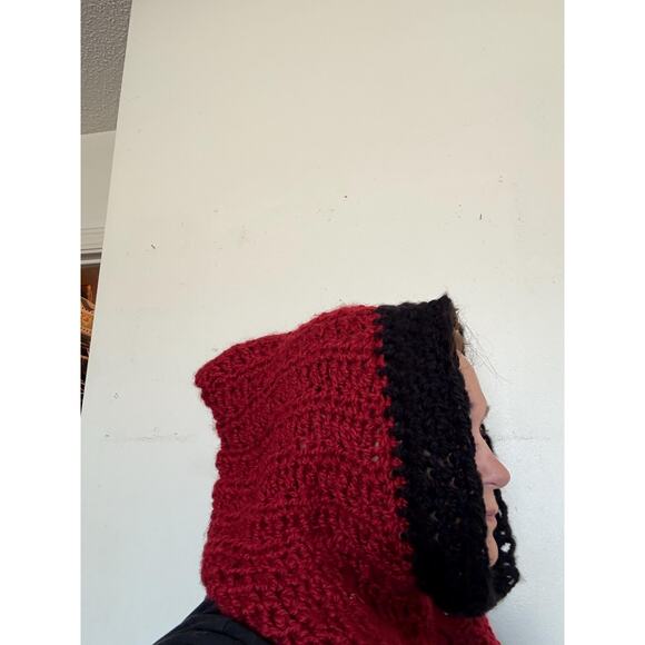 Cowl Neck Hoodie, Hooded Cape, Hand crocheted Hood, Infinity Scarf Neck Warmer, - Picture 6 of 10
